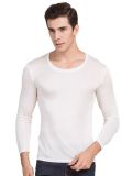 Mens Pure Silk Scoop Neck Long Sleeves Long Johns Top only White