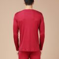 Men's Pure Silk Ribbed Long Johns Bottom & Top Set Red Back