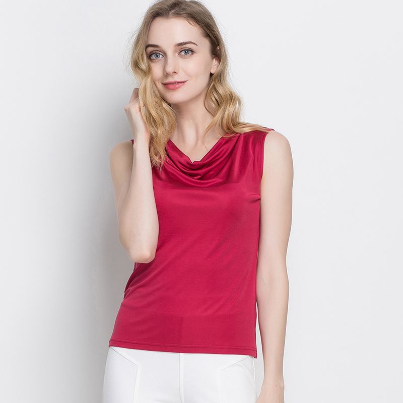 100% Silk Knit Women's Sleeveless Tank Top Cowl Neck Vest Top Blouse