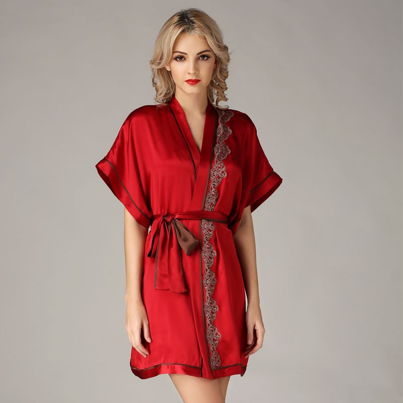Pure Silk Womens Lace Dressing Robe Night Gown Only