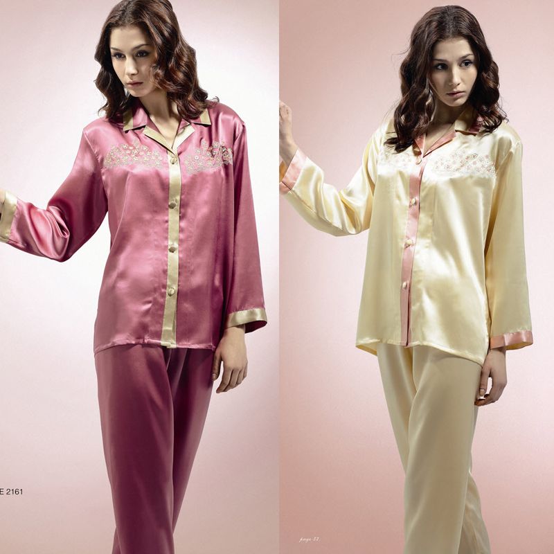 Pure Silk Ladies Pajamas Set w/ Embroidery 2161