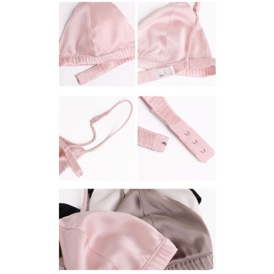 Natural Plain Silk Wire Free Triangle Bra Sexy and Comfortable details