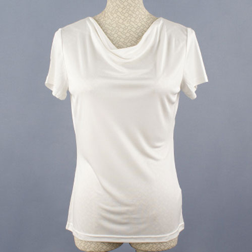 Pure Silk Knit Womens Drape Cowl Neck Short Sleeves Top | eBay