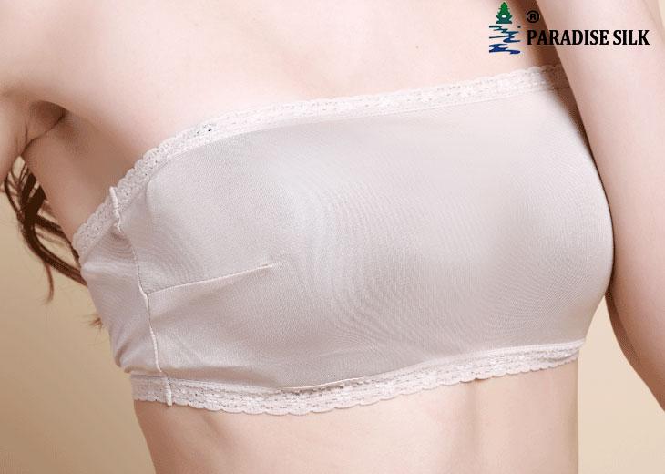Top de tubo corto de encaje tejido de seda pura para mujer - Imagen 6 de 7